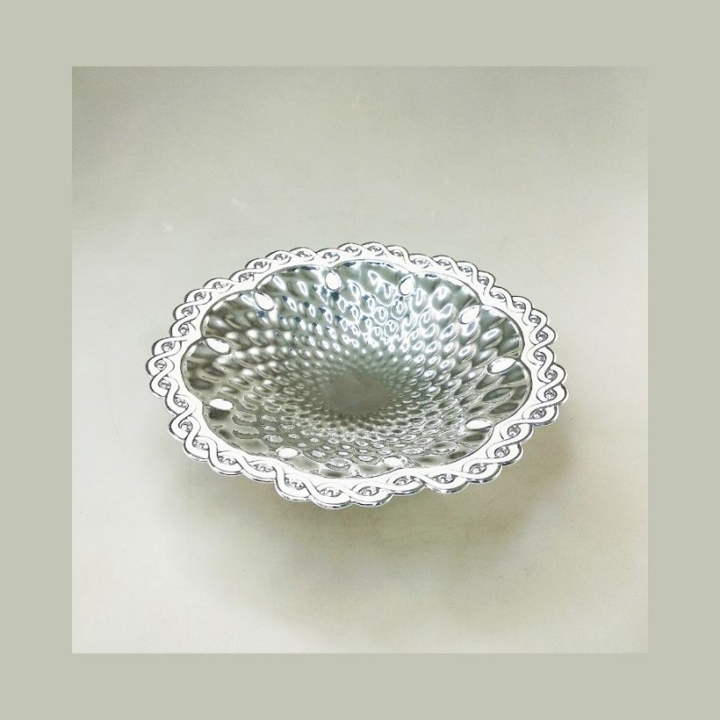 Round Hammered Silver Bowl