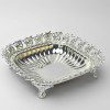 Peacock Leaf Border Round Silver Bowl,Size-Medium