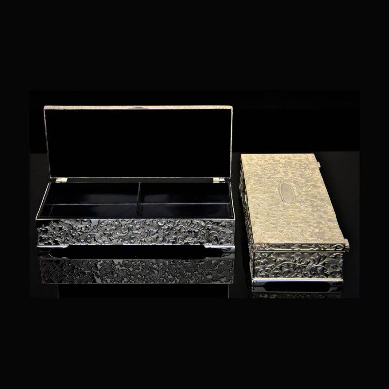 silver dry fruit box, silver jewelry box, silver box online, silver gift box, german silver box, personalised jewellery box, silver plated dry fruit box, silver plated jewelry box