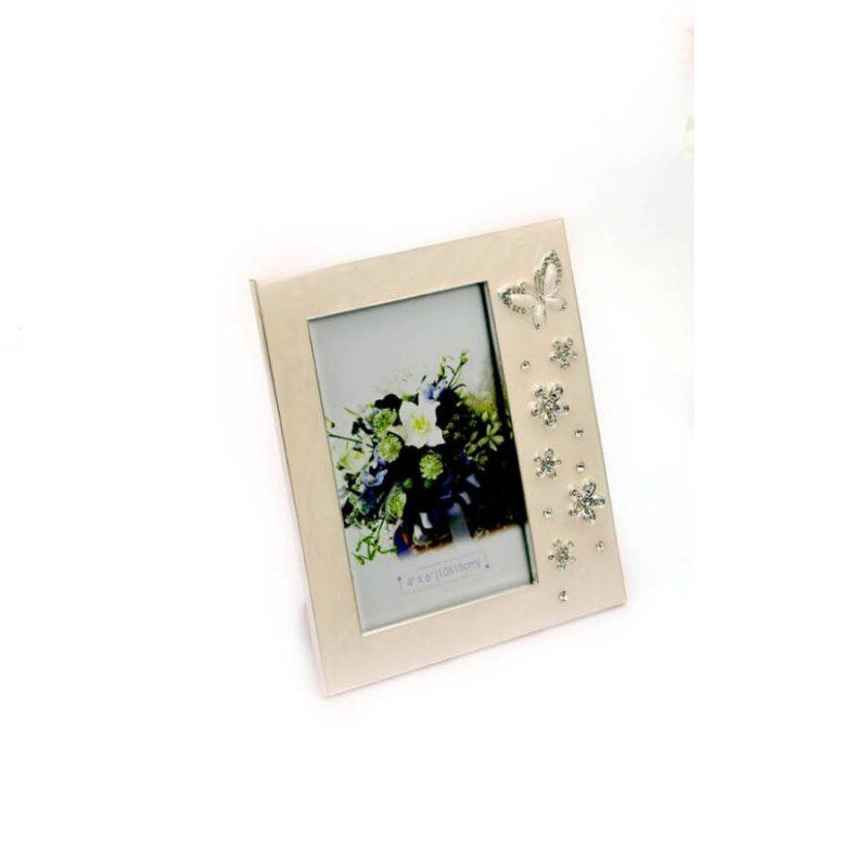 White Enamel Butterfly Photo Frame